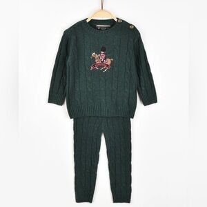 Green Cable Knit Melange Hollis Set